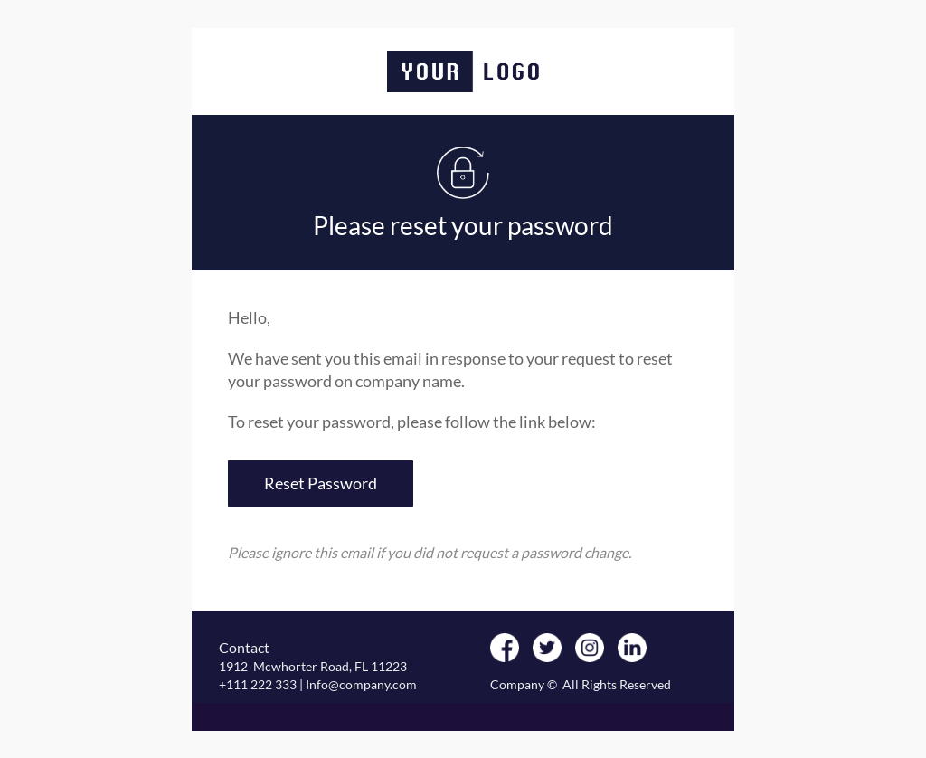 Forgot Password Email Template Unlayer