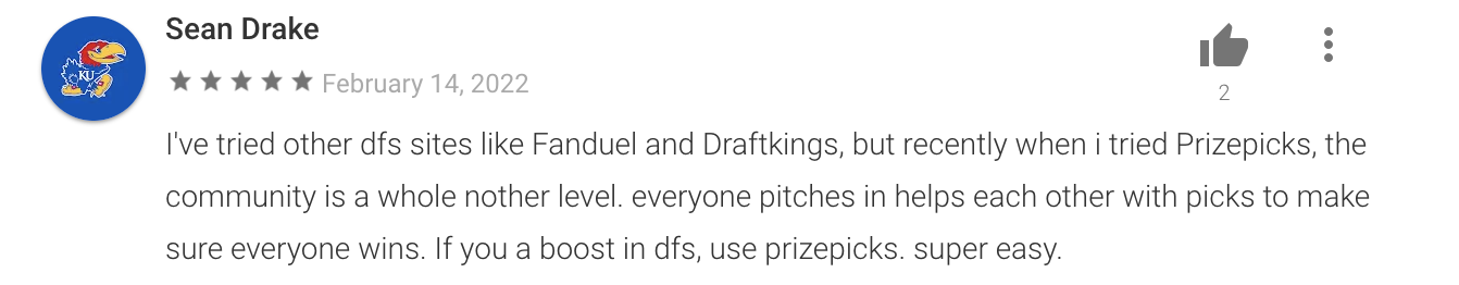 Photo of a review from the google play store