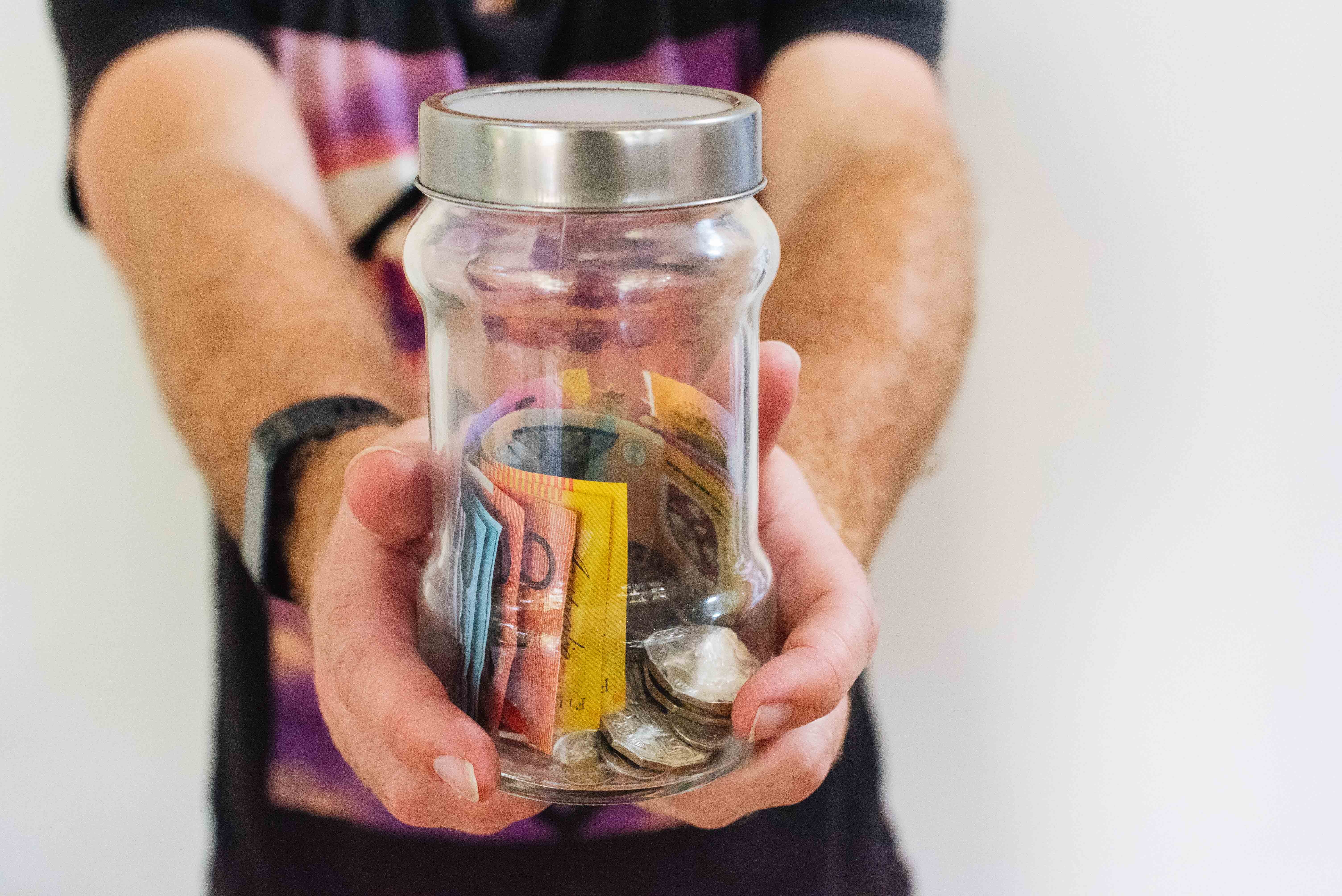 Jar of money as financial savings