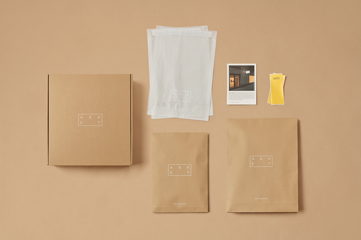 Top down image of Asket packaging laid flat