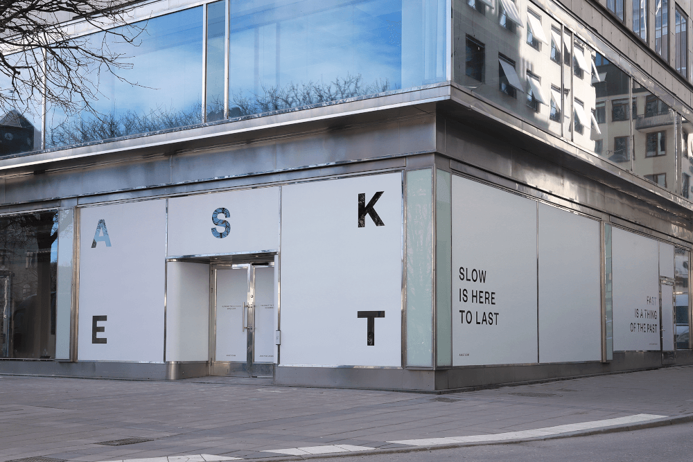 Exterior of the new Asket store in Stockholm