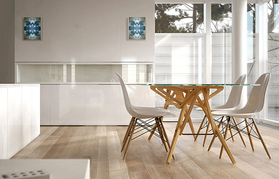 A dining table and chairs