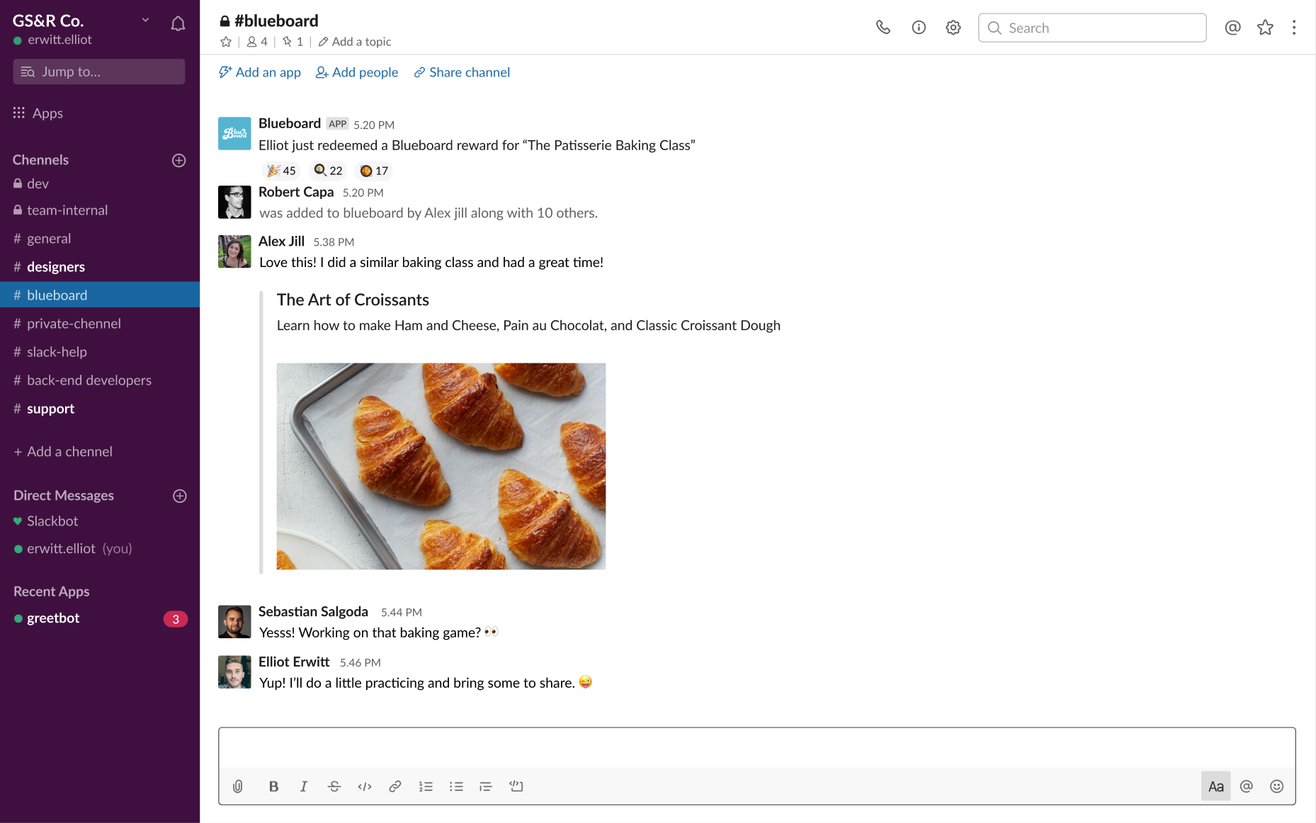 Blueboard Integration with Slack