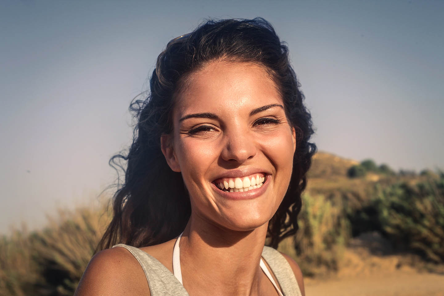 woman outside smiling