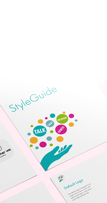 Mock up of together brand guidelines showcasing main branding services