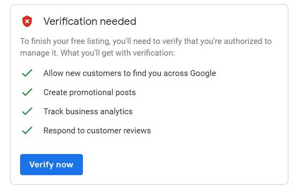 Verify your google my business listing