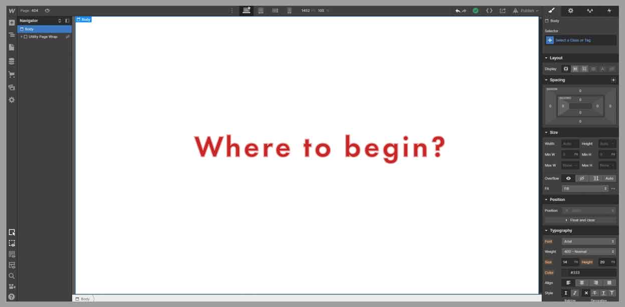 webflow backend interface