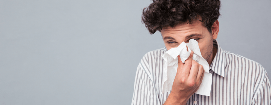 Man suffering with a sinus infection
