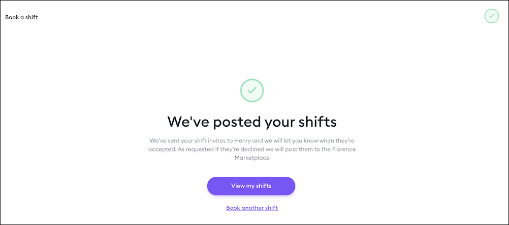 See Pre-Arranged Shift confirmation page