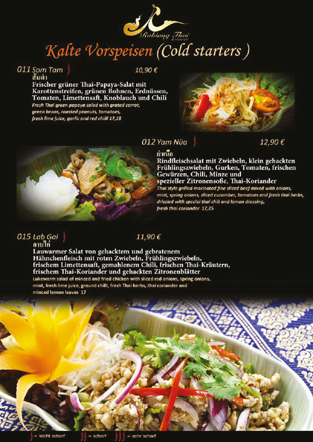 Speisekarte Rabiang Thai Restaurant München