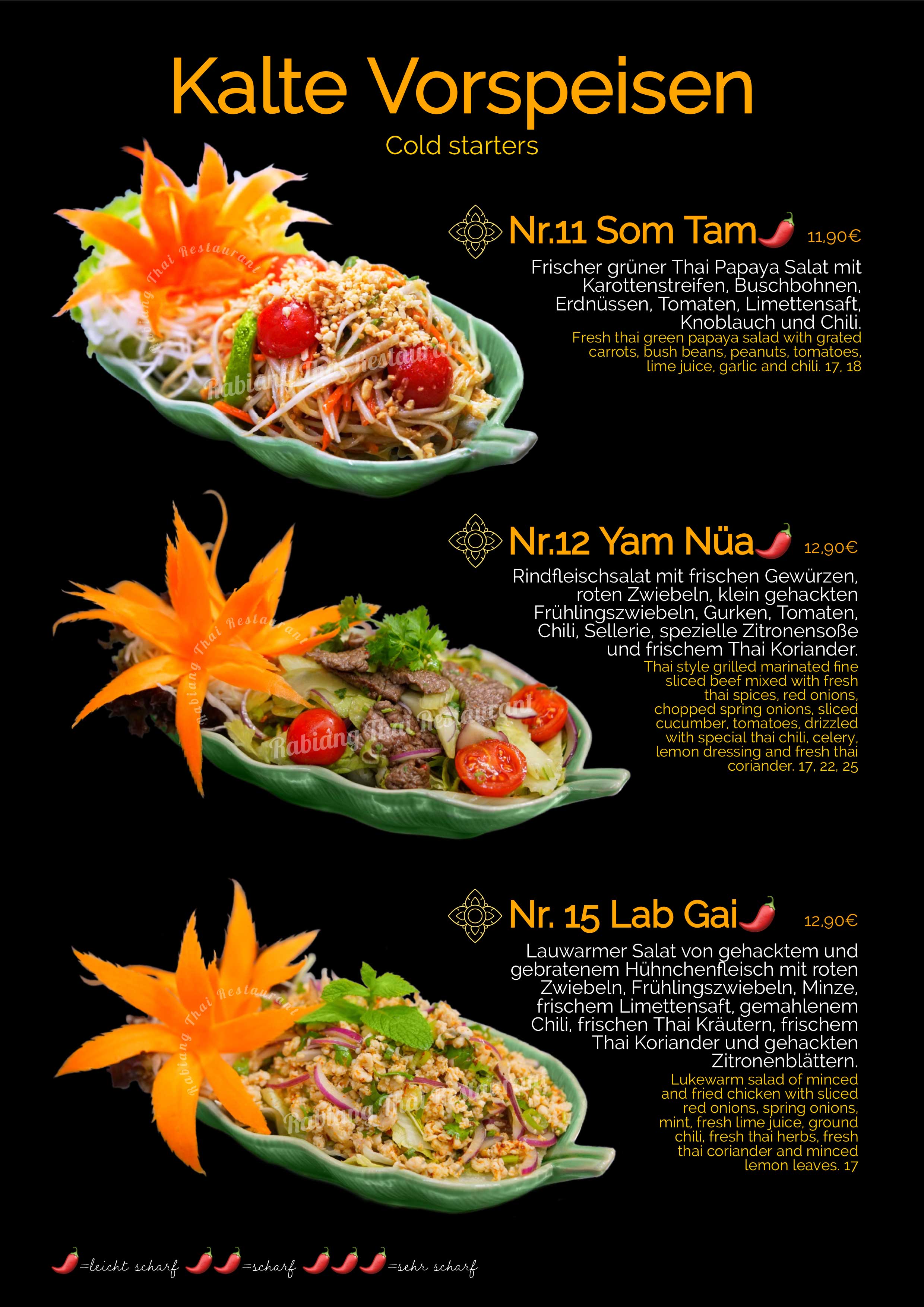 Speisekarte Rabiang Thai Restaurant München