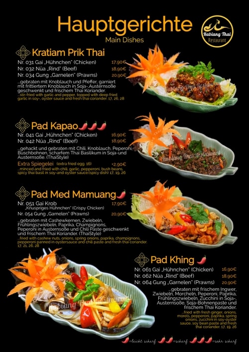 Speisekarte Rabiang Thai Restaurant München