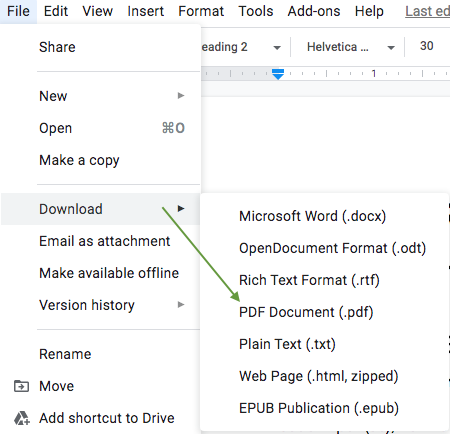 how to make a PDF file in Google Docs