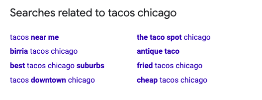 restaurant seo keywords another example