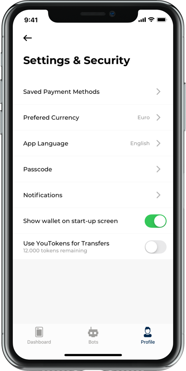 App Profile & Settings