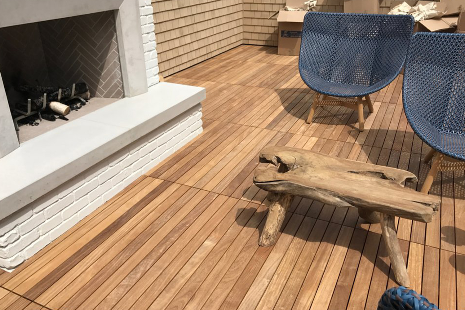 Elevated deck fireplace, Orange County