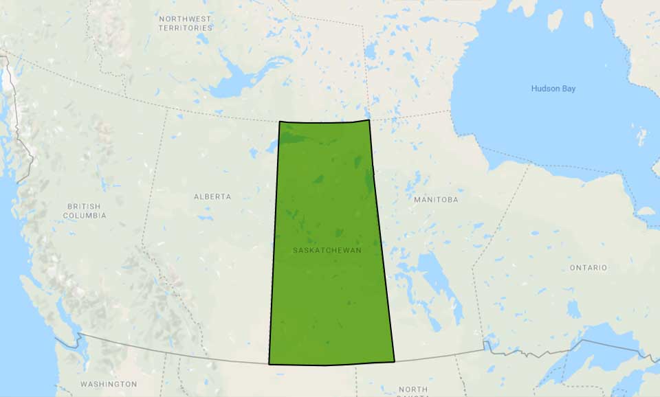Map of Canada with Saskatchewan highlighted