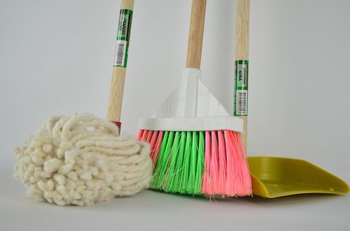 broom and mop with dustpan