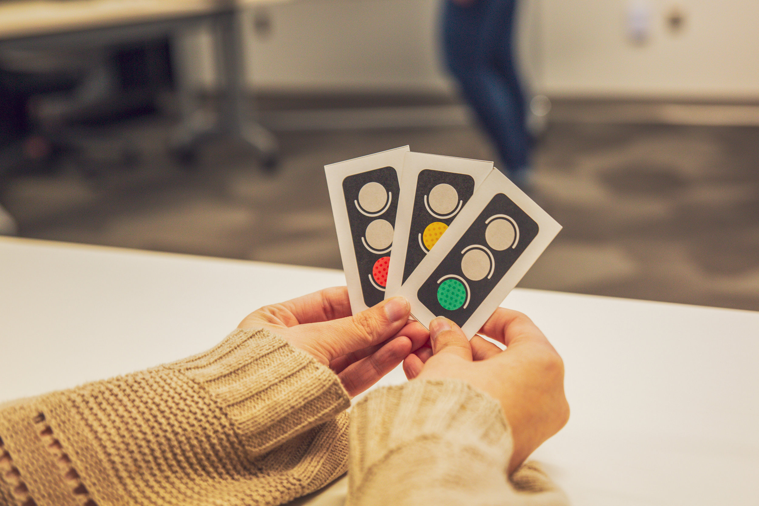 During Team Health Checks, each Spreetailer chooses a stoplight color reflecting their rating on each team dynamic. The employee then shares a brief reason they selected this color with the group.