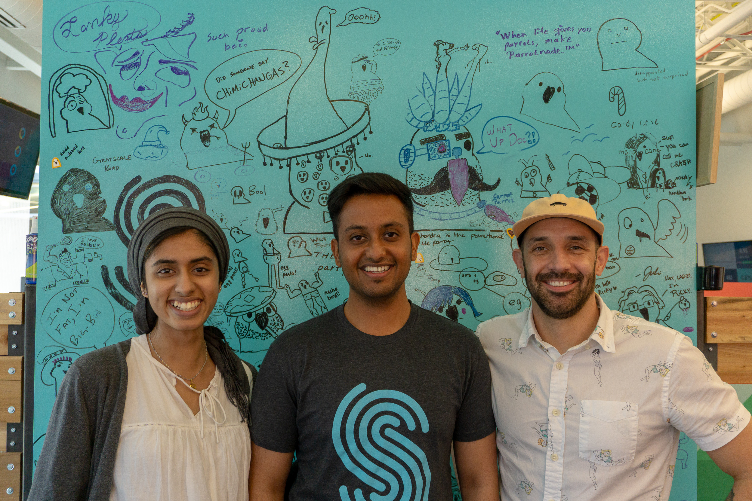 UX Designer Bryon Stuefer poses for a photo with 2018 UX Design Interns Komel Khan and Vijit Bhati. In addition to bonding over the World Cup, these three put their varied skillsets to work on the Toolkit team. “We traded knowledge on design and dev constantly,” said Bryon.