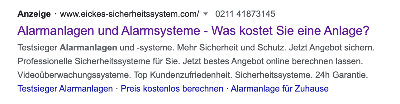 Beispiel Phase 1 Kaufbewusstsein schaffen durch Google Suche