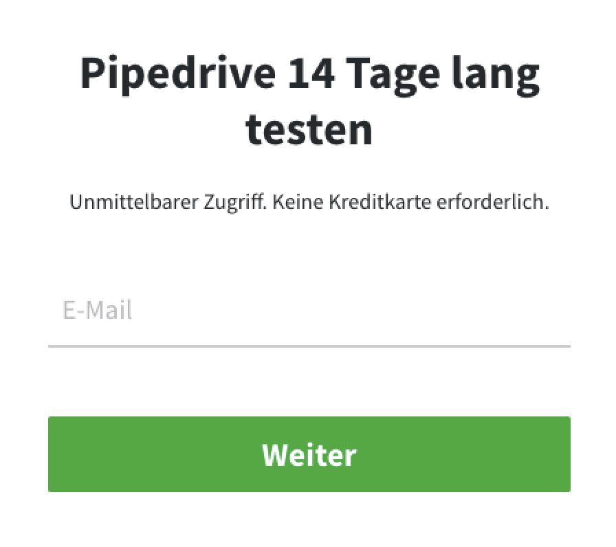 Beispiel Phase 3. Kontaktdaten sammeln durch eine Testversion