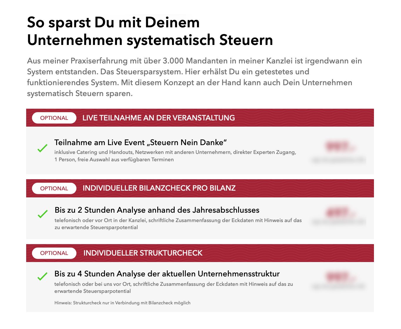 Beispiel Phase 6. Verkaufswert erhöhen durch sinnvolle Angebote zum Erstprodukt