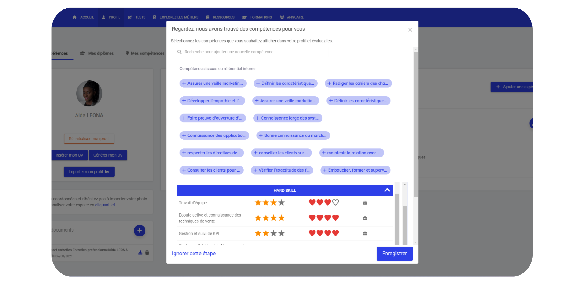 Suggestion de compétences sur Neobrain