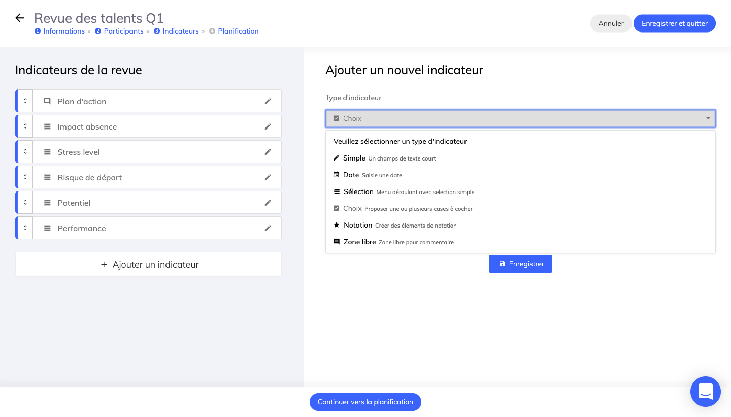 Sélection des indicateurs RH