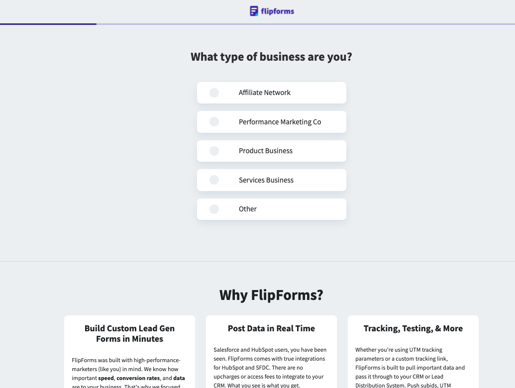 FlipForms Landing Page