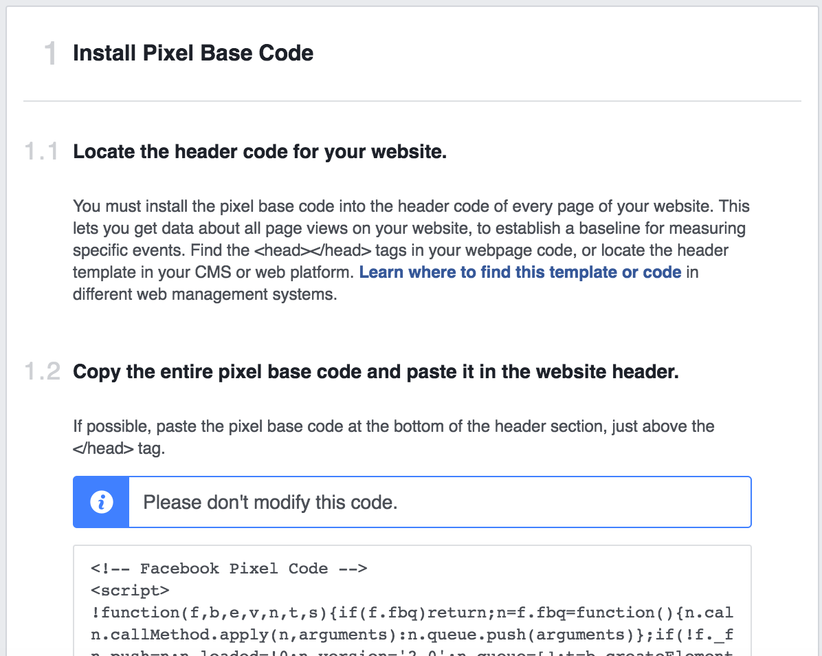 Facebook Install Pixel