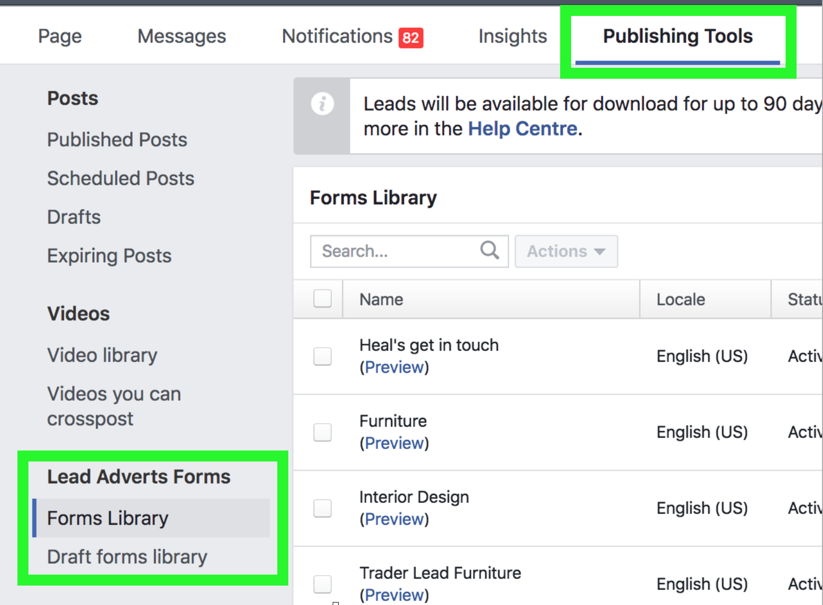 Facebook Lead Ads Forms Library