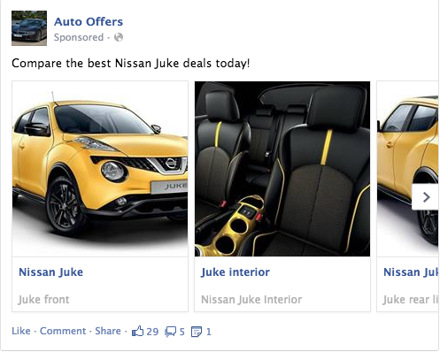 Carousel ads showcasing parts of product