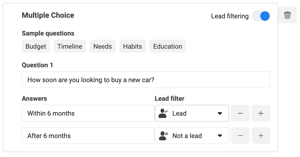 Facebook Instant Form Lead Filtering