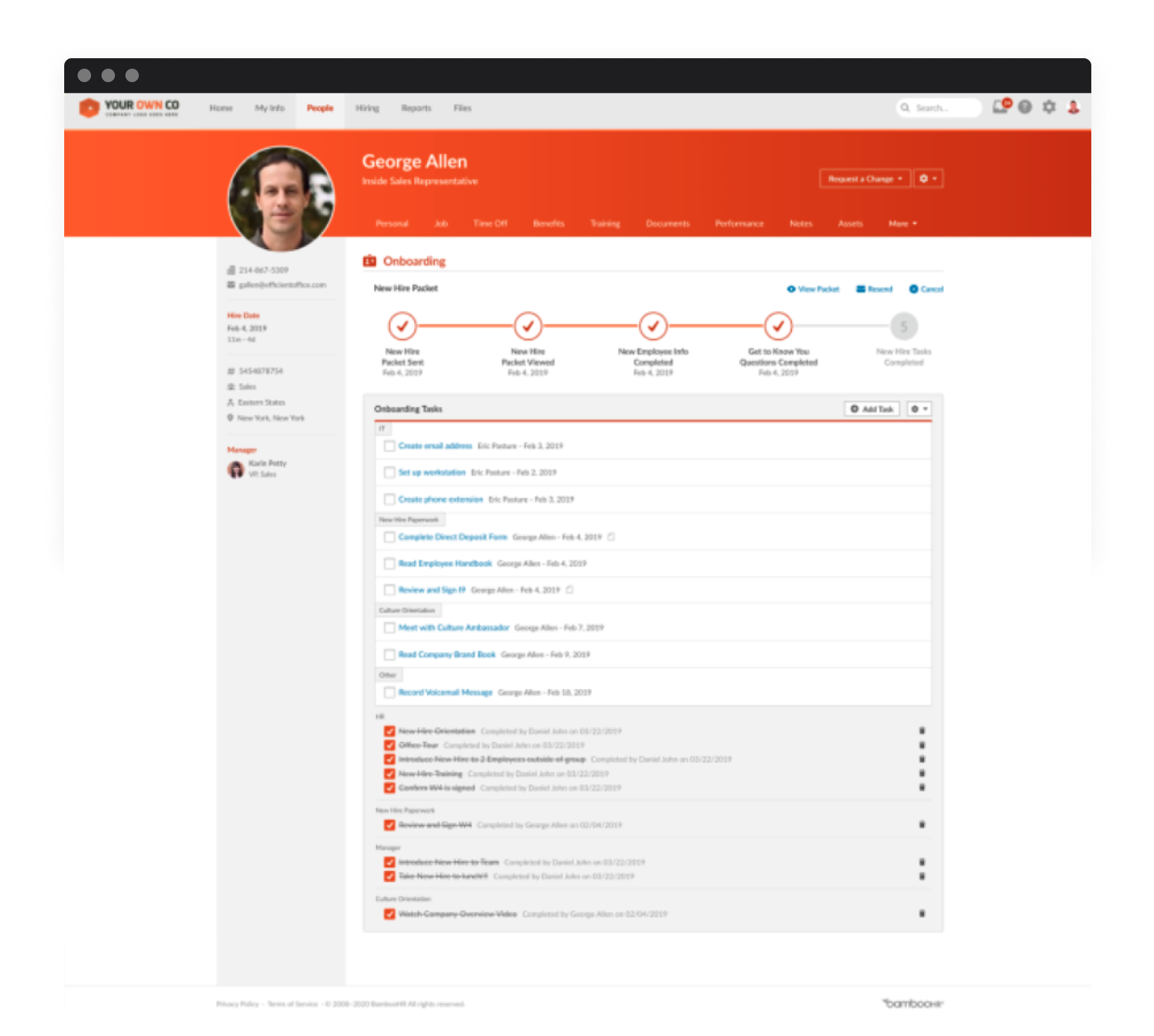 Screenshot of BambooHR