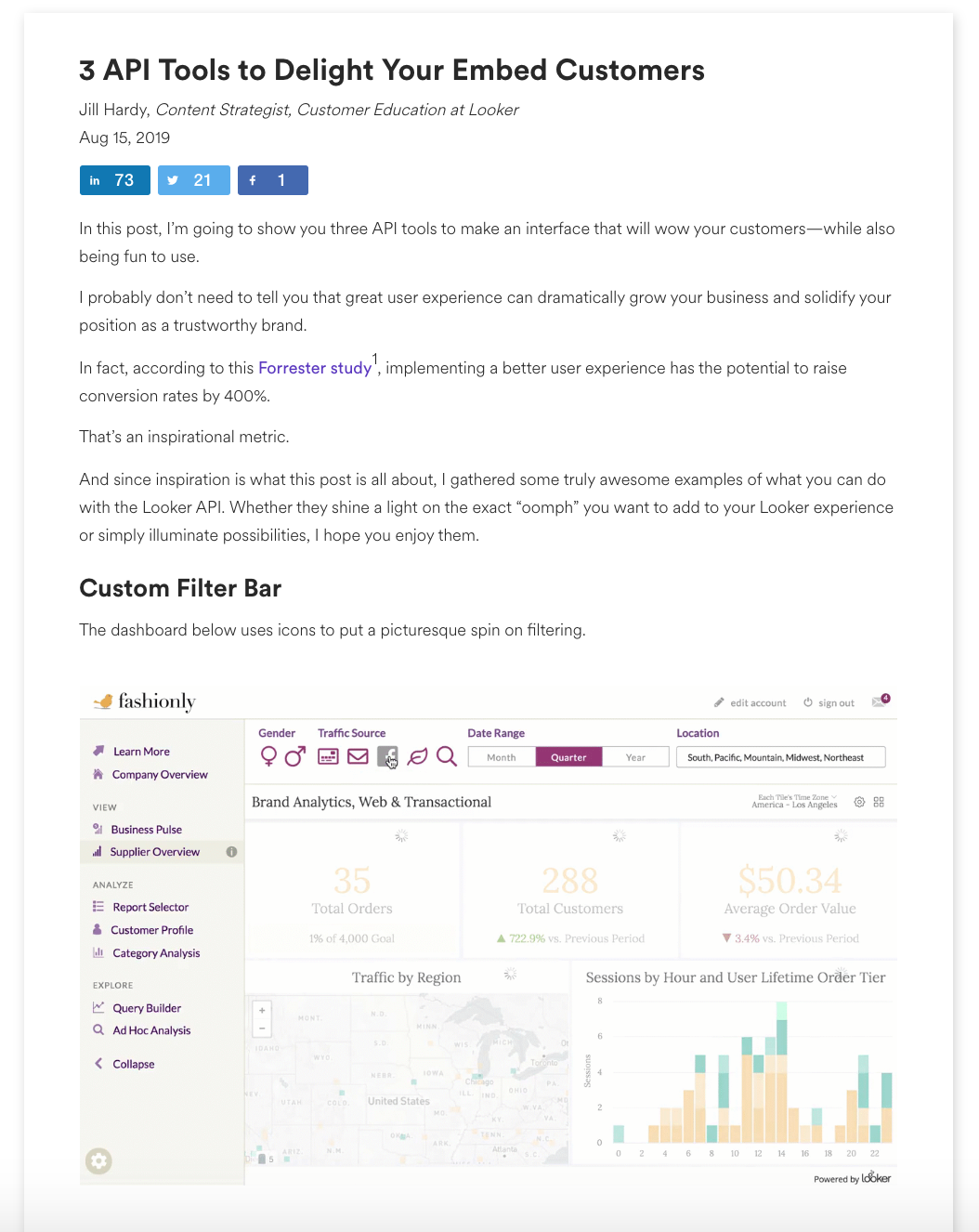 Screenshot of Jill's article 3 API Tools to Delight Your Embed Customers