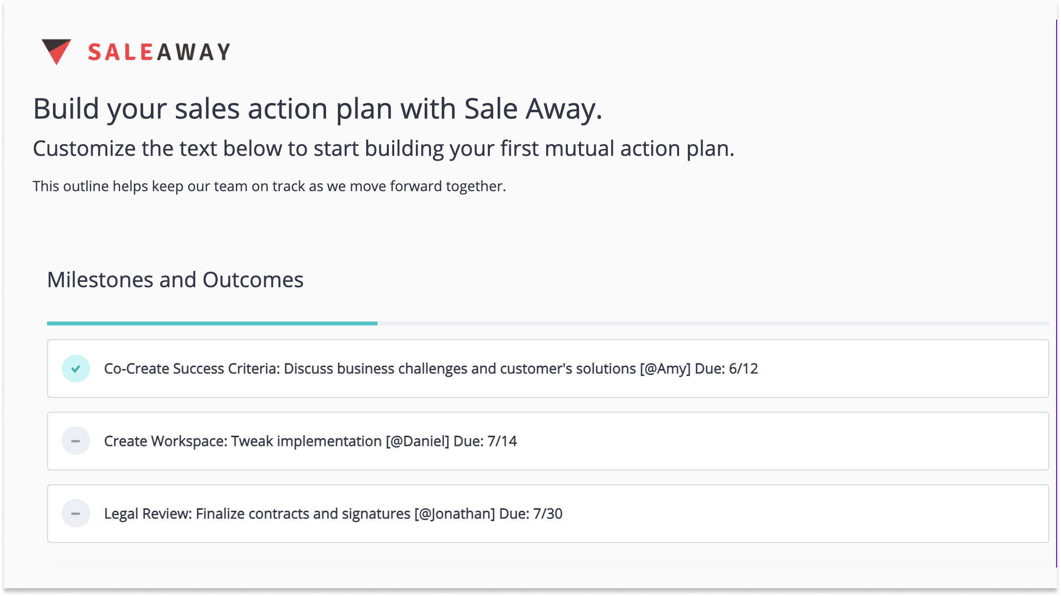 Sales Plan Example Checklist