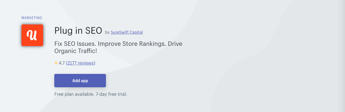plug in seo shopify app