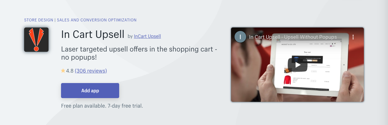 in cart upsell shopify app