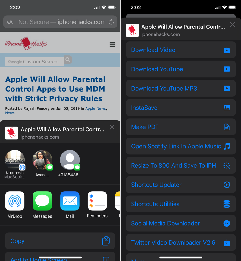 iOS-13-Shortcuts-in-Share-Sheet