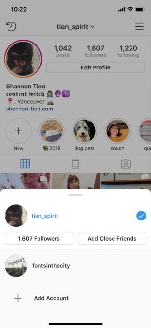 переключение между несколькими аккаунтами в Instagram