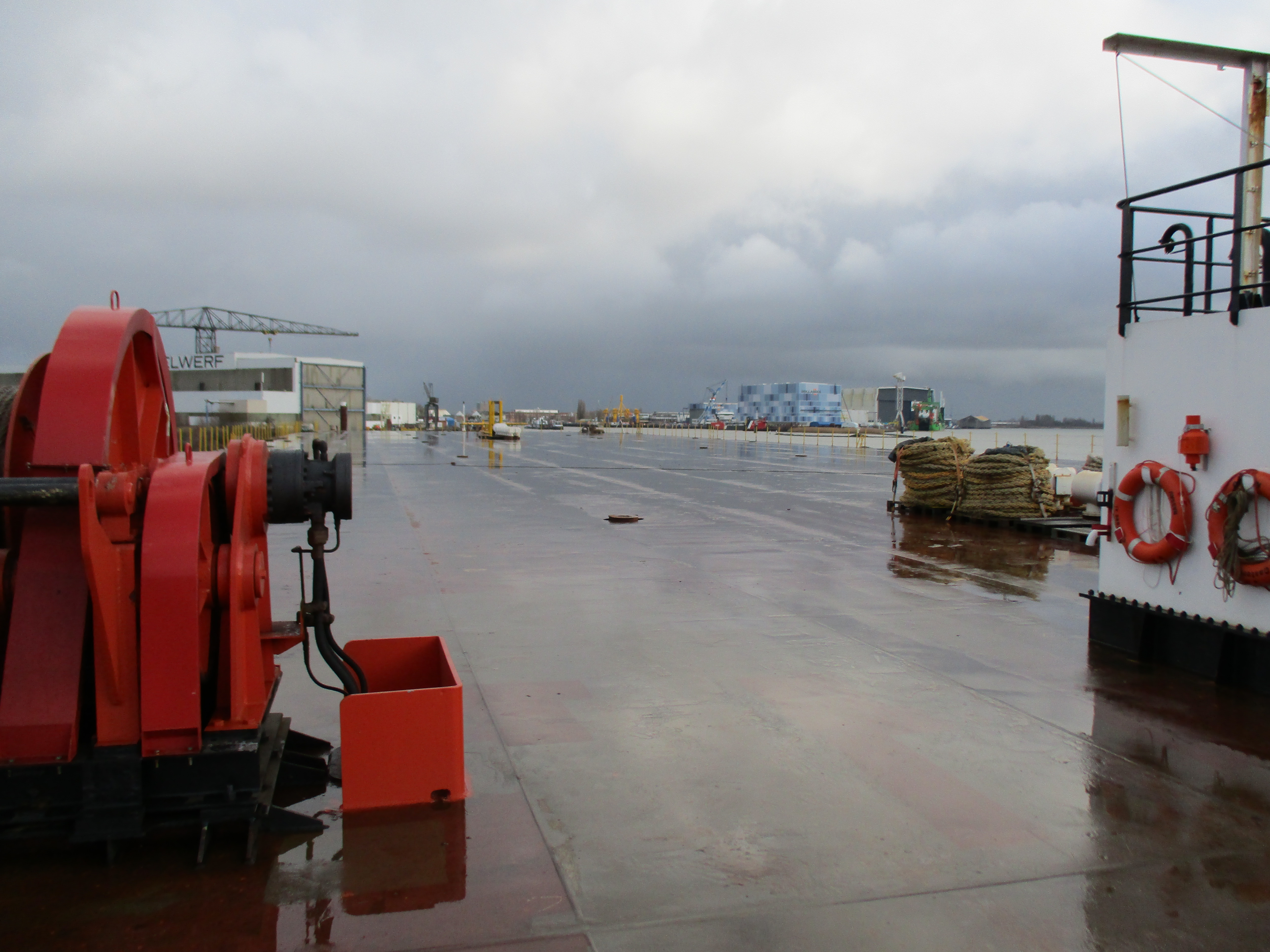 On board inspection on flat bottom heavy duty cargo barge