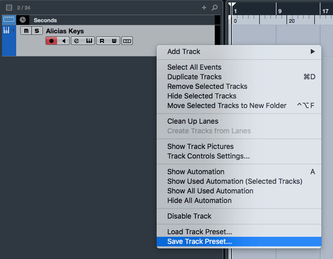 Save Track Preset