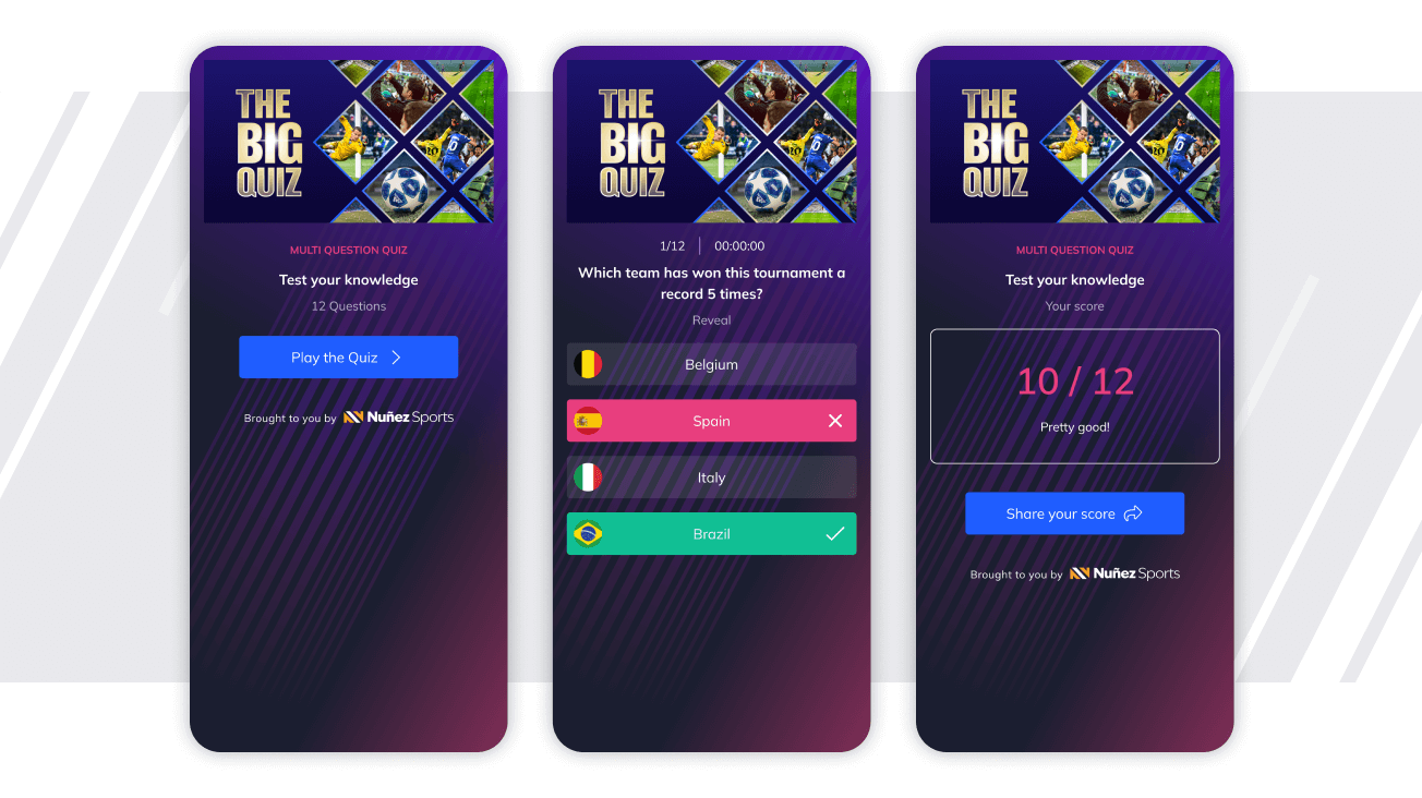 designs showing a quiz experience