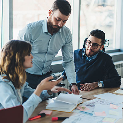 Office space with staff at desks