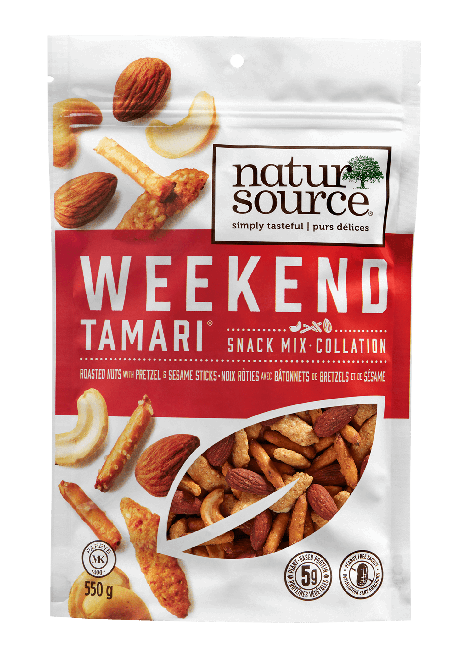 Collation Weekend Tamari® natursource avec noix rôties, bâtonnets de Bretzels et de sésame