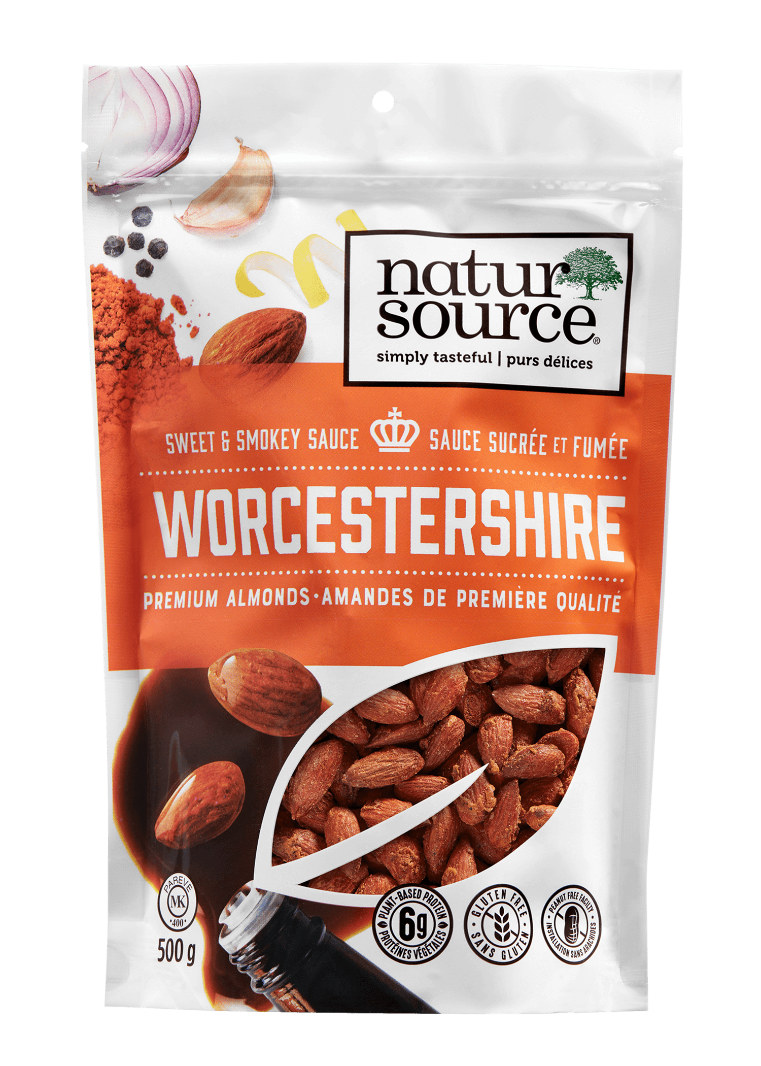 Amandes de première qualité à la sauce sucrée et salée Worcestershire de natursource
