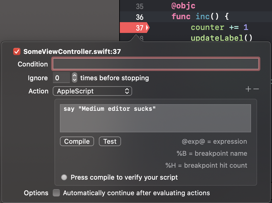 breakpoint in LLDB