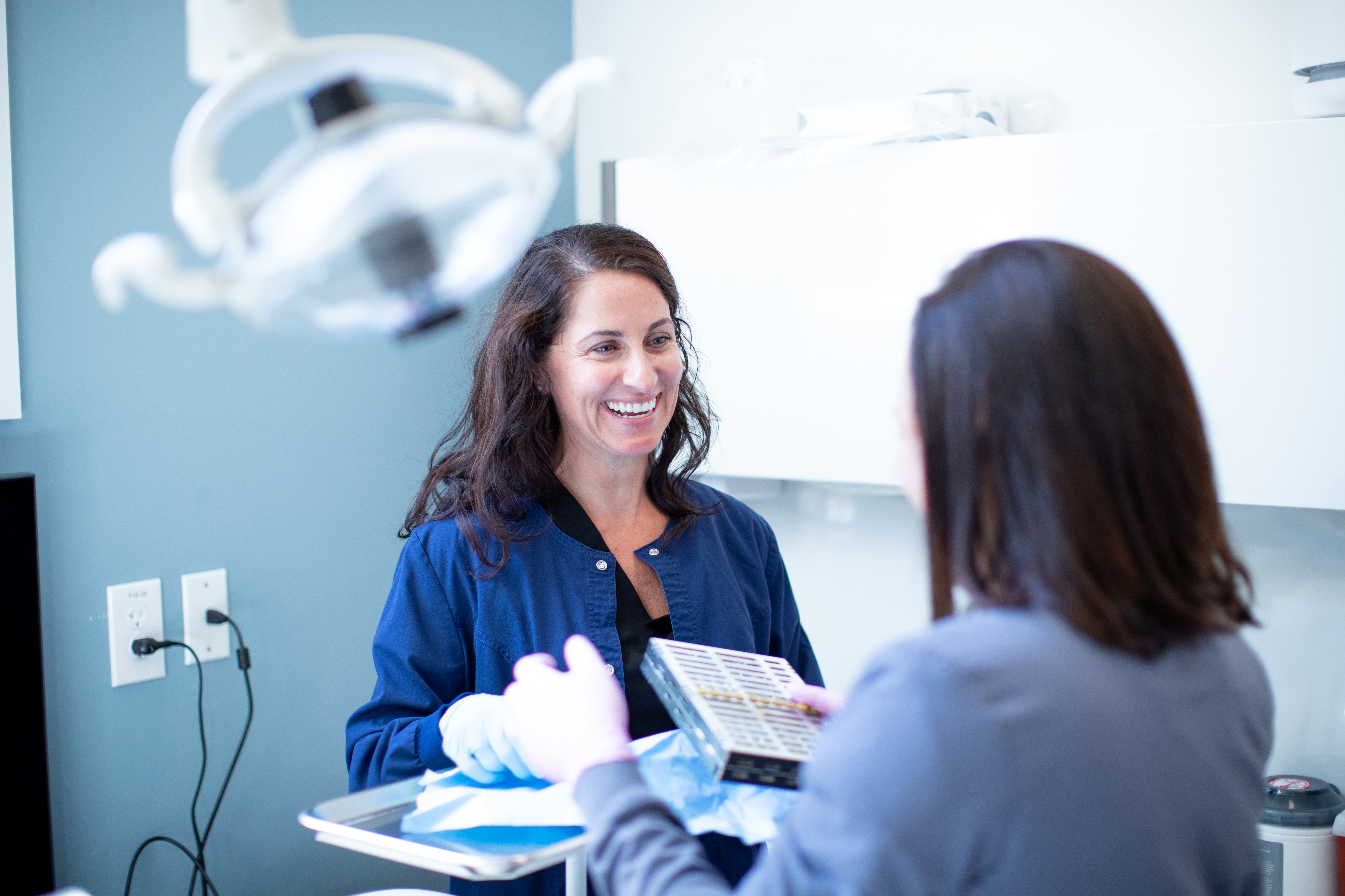 patient receiving a teeth cleaning