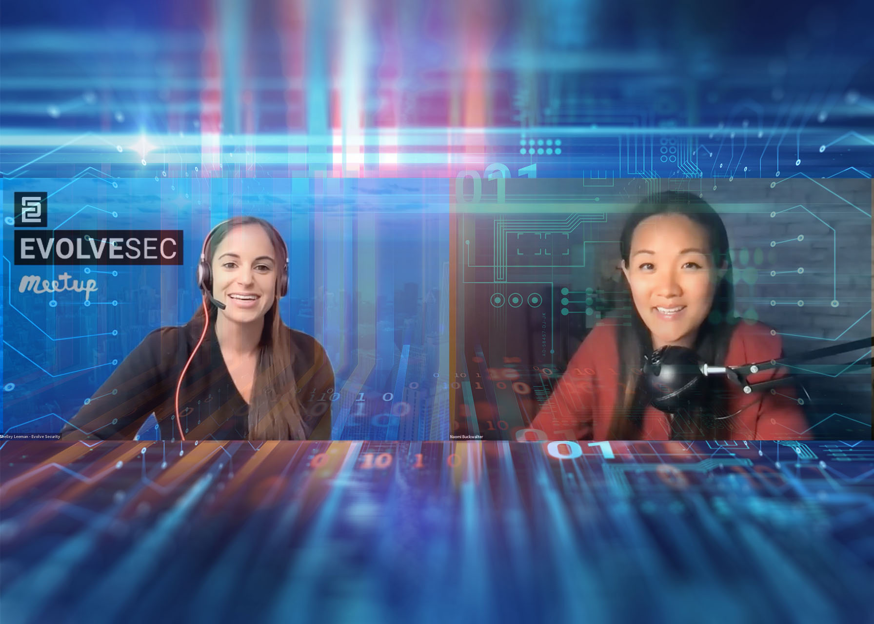two women discuss the cybersecurity talent gap in a high tech setting